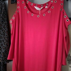 Allison Taylor Hot Pink Blouse with Grommet Accents